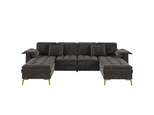 Canapé d’angle, 262x134x86 cm, 4 places, en métal, bicolore