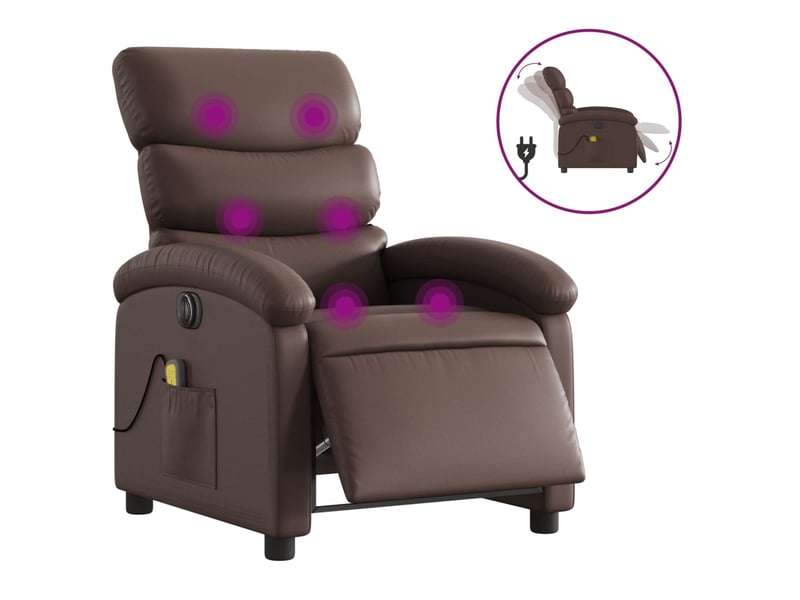  Fauteuil de relaxation tv fonction massage inclinable électrique 6 points de massage en pvc marron dec027200  - Conforama B