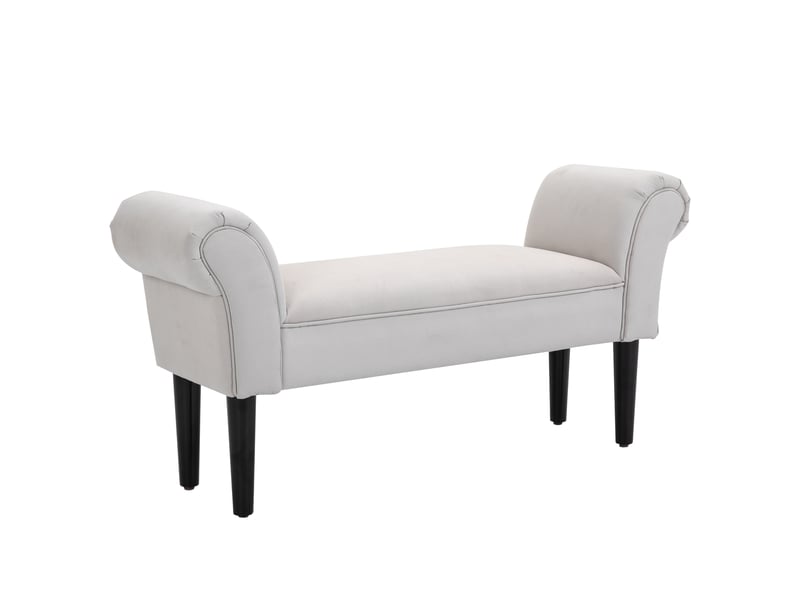  Banc à chaussures avec accoudoirs roulés, banc d'entrée rembourré, gris et blanc, 102 x 36 x 51 cm  - Conforama A