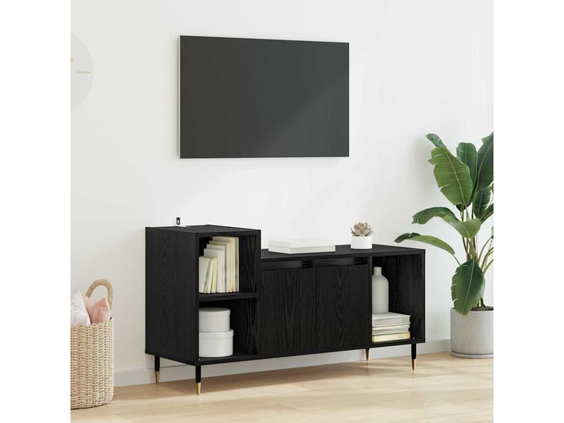  Meuble tv - banc tv - meuble de rangement 100 x 35 x 55 cm chêne noir bois d'ingénierie  - Conforama B