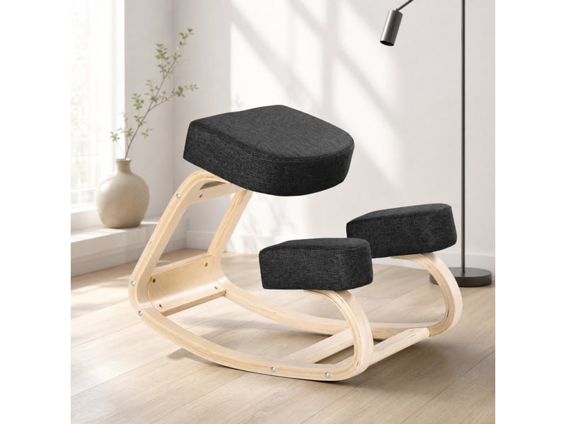  Chaise à genoux ergonomique noire en bois de bouleau, hauteur 51-58 cm  - Conforama B