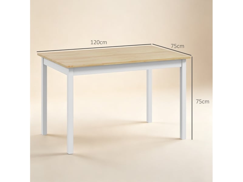 Table à manger 120 x 75 cm style campagne, 4 personnes, structure en bois de pin, naturel - Conforama C