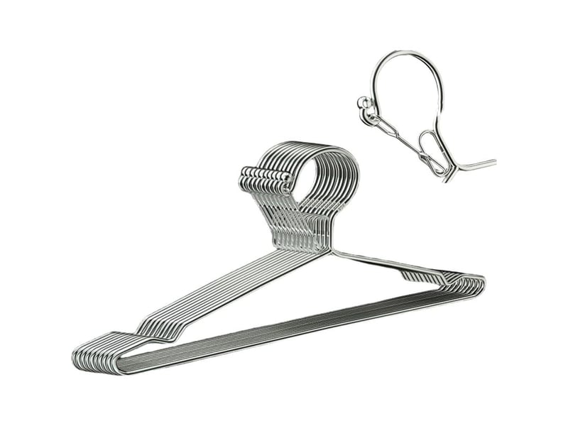  Ccykxaa lot de 10 16.5 cintres métalliques - capacité de charge de 11,3 kg - t = 4 mm - en acier inoxydable - fin et résistant au vent - crochets métalliques - 42 cm - argenté  - Conforama A