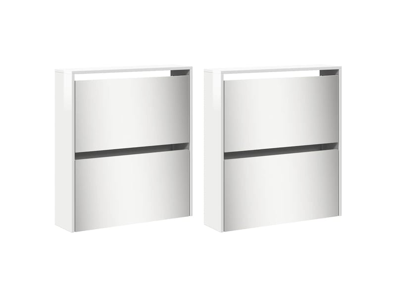  Meuble à chaussure, armoire à chaussures miroir 4 niveaux blanc brillant  - Conforama D