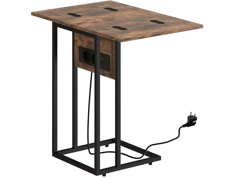  Bout de canapé pliant 39x29x57 cm, station de charge, métal, brun rustique  - Conforama A