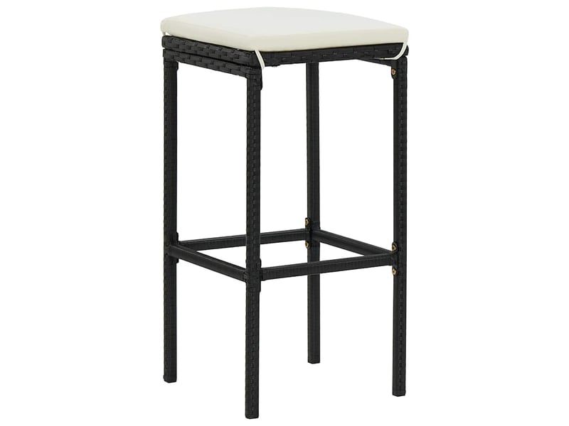  Lot de 3 tabouret de bar, chaise de bar avec coussins noir résine tressée  - Conforama A