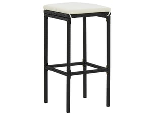 Lot de 3 tabouret de bar, chaise de bar avec coussins noir résine tressée