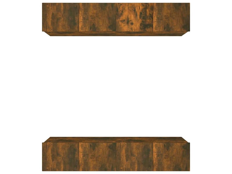  Lot de 4 meuble tv bas salon chêne fumé 80x30x30 cm bois d'ingénierie  - Conforama A