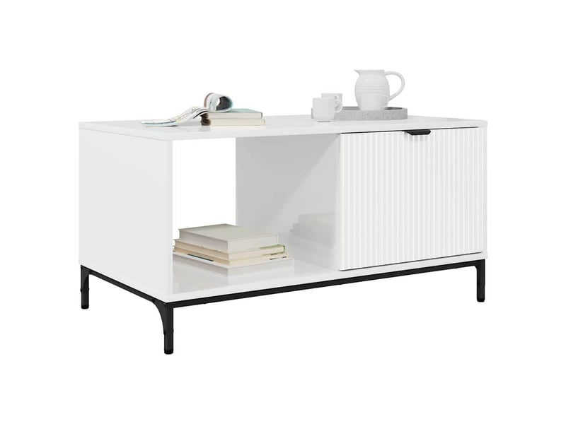  Table basse - table de salon - table à thé blanc brillant 90 x 49 x 46 cm bois d'ingénierie  - Conforama C
