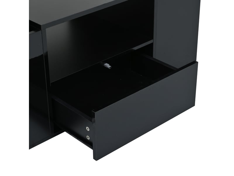  Table basse 100x50x40 cm led panneau de particules noir  - Conforama D