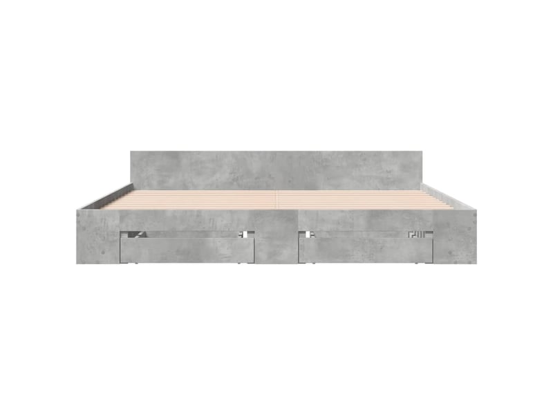 Lit double- lit adulte - cadre de lit avec tiroirs sans matelas gris béton 200x200 cm - Conforama C