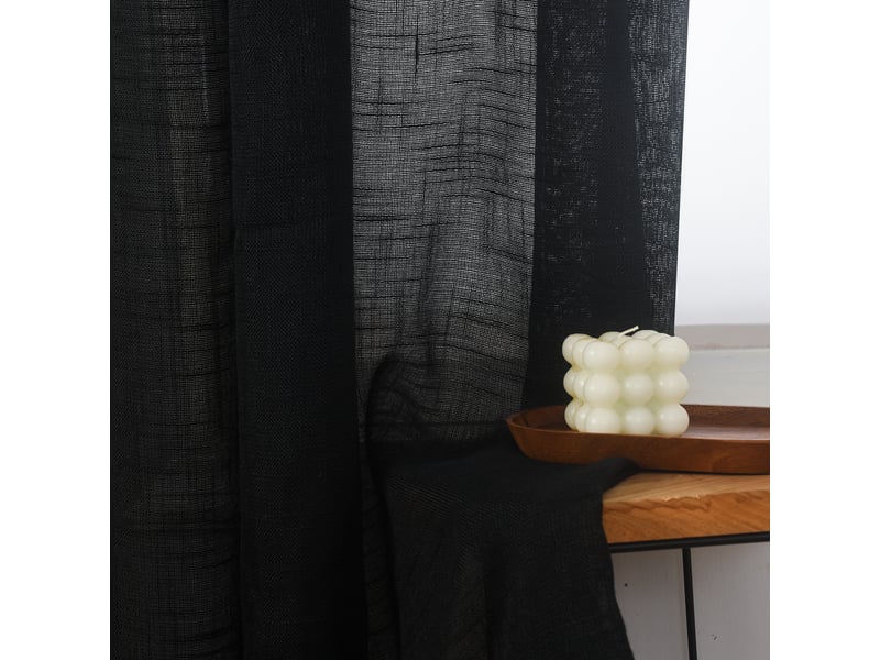  Rideau ajustable 140 x 270 cm + 8 anneaux pinces effet lin evasion noir CP-EVASION-TRUFFE - Conforama D