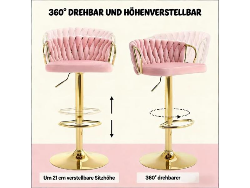 Tabouret de bar élégant avec coussin – siège confortable, tabouret café – chaise de cuisine (un seul tabouret inclus) - Conforama E
