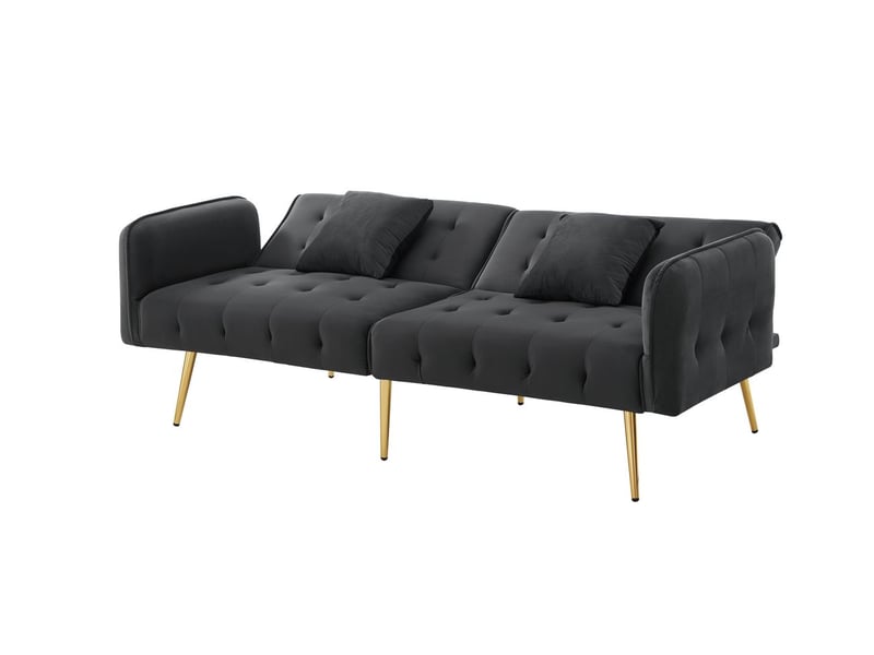  Canapé 2 places, revêtement velours canapé salon, lit pliable, dossier réglable, accoudoirs multipositions, zone couchage spacieuse  - Conforama A