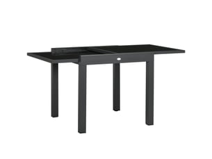 Table de jardin extensible en aluminium et verre trempé gris foncé 160 x 80 x 75 cm