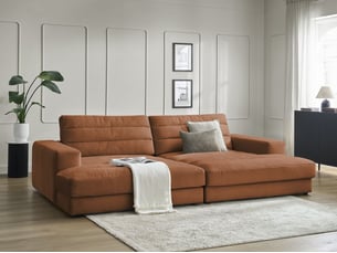 Canapé droit fixe BOBOCHIC SIERRA 4 places Velours orange