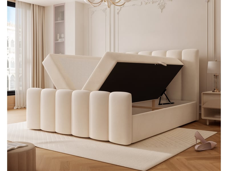  Lit adulte ferrero - 140x200 cm - coffre de rangement à ouverture latérale - avec matelas à ressorts - beige FERRERO - Conforama D