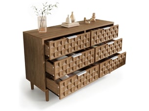 Buffet 6 tiroir(s) STILVORA - 120 cm coloris bois foncé