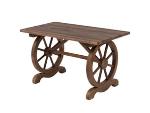 Table de jardin style campagnard avec pieds à roulettes, en bois de sapin résistant aux intempéries, 110 x 60 x 65 cm