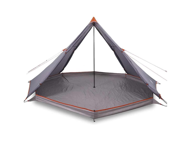  Tente de camping, tente familiale tipi 8 personnes gris et orange imperméable shl3217  - Conforama D