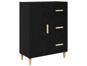 Buffet - bahut - meuble de rangement chêne noir 34 x 69,5 x 90 cm bois d'ingénierie