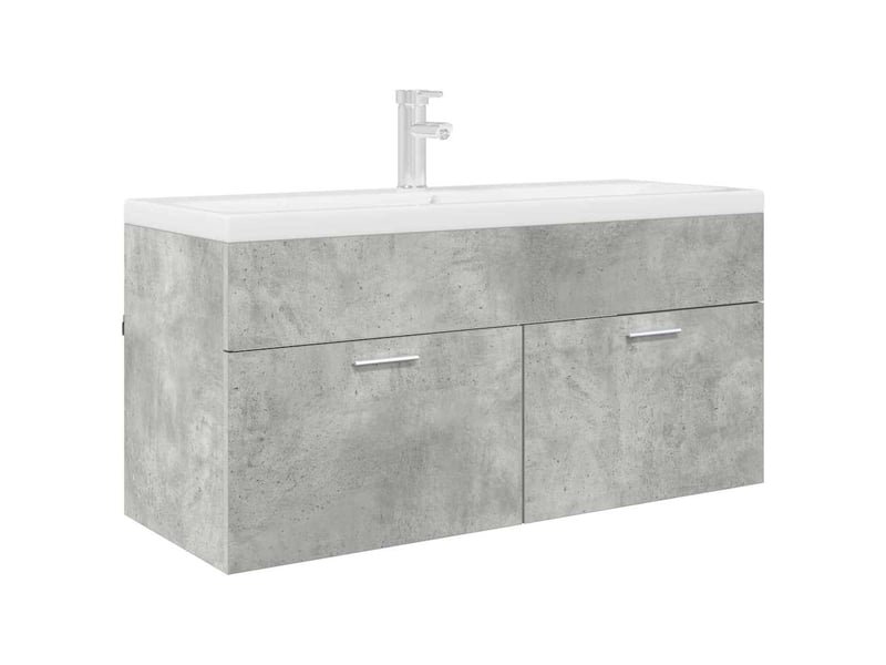  Armoire d'évier, meuble de rangement gris béton bois d'ingénierie  - Conforama C