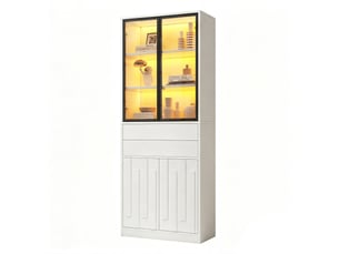 Vitrine coloris blanc 7 étagère(s) <strong></strong> <strong>Fay Lum</strong> - 70 cmx180 cm