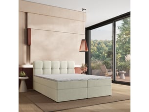 Lit avec rangement 180x200 cm <strong>MASSENO</strong>  <strong></strong> coloris beige