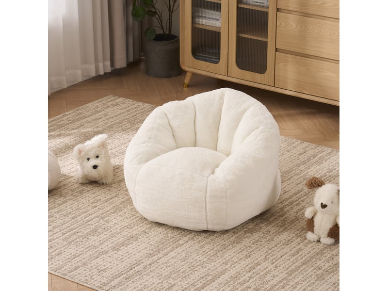  Fauteuil pouf enfant avec dossier ergonomique et assise moelleuse, pour chambre et coin lecture en polyester beige  - Conforama B