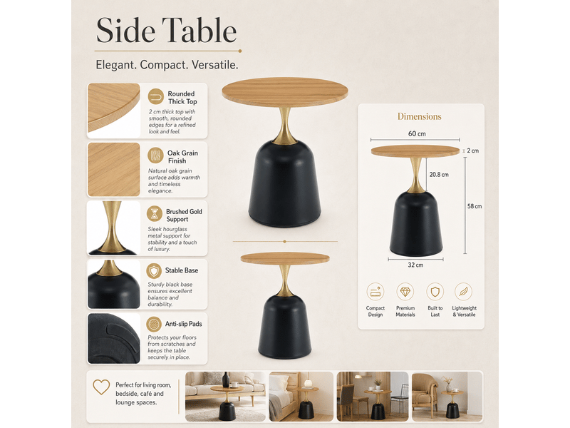  Ensemble fauteuil + table ronde nordique, aspect lin, gris, ø60 cm  - Conforama E