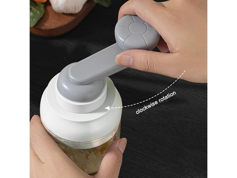  Hachoir manuel, 250ml coupe oignon manuel avec acier inoxydable 3 lames, hachoir multifonction pour coupe oignon, ail, légumes  - Conforama D