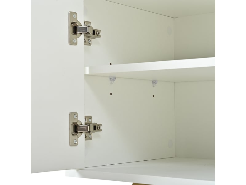  Meuble tv 190x40x51,5 cm en panneaux de particules avec 4 portes blanc et doré chicfurn  - Conforama E