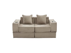 Canapé droit 2 places avec rangements latéraux - coussins, corduroy, khaki