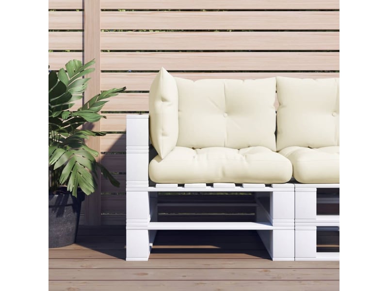  Lot de 3 coussins de palette, coussins de canapé crème tissu cf59671  - Conforama B