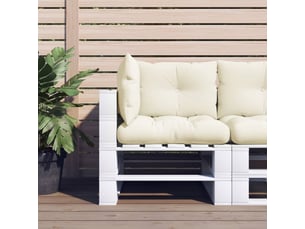 Lot de 3 coussins de palette, coussins de canapé crème tissu cf59671