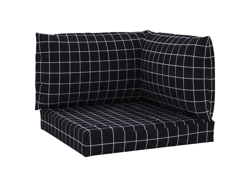  Lot de 3 coussins de palette, coussins de canapé motif à carreaux noir tissu oxford cf59680  - Conforama A
