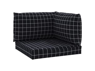Lot de 3 coussins de palette, coussins de canapé motif à carreaux noir tissu oxford cf59680