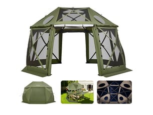 Vevor tente moustiquaire tonnelle pop-up 3,96 m 13 côtés 10-12 personnes vert
