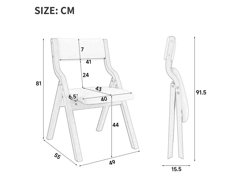  Chaises de salle à manger pliantes lot de 4  - cadre en bois massif, lin rembourré gris  - Conforama D