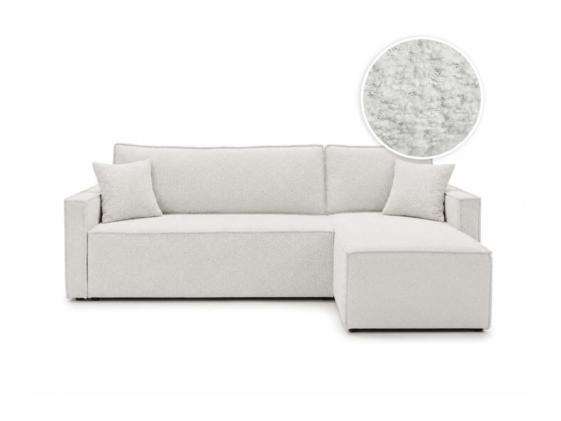  Farah - canapé d'angle reversible convertible 4 places accoudoirs slim en bouclettes texturées  - Conforama A