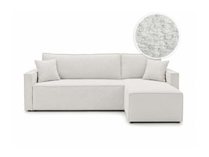 Canapé d'angle réversible convertible LOUNGITUDE FARAH 4 places Tissu bouclette Blanc