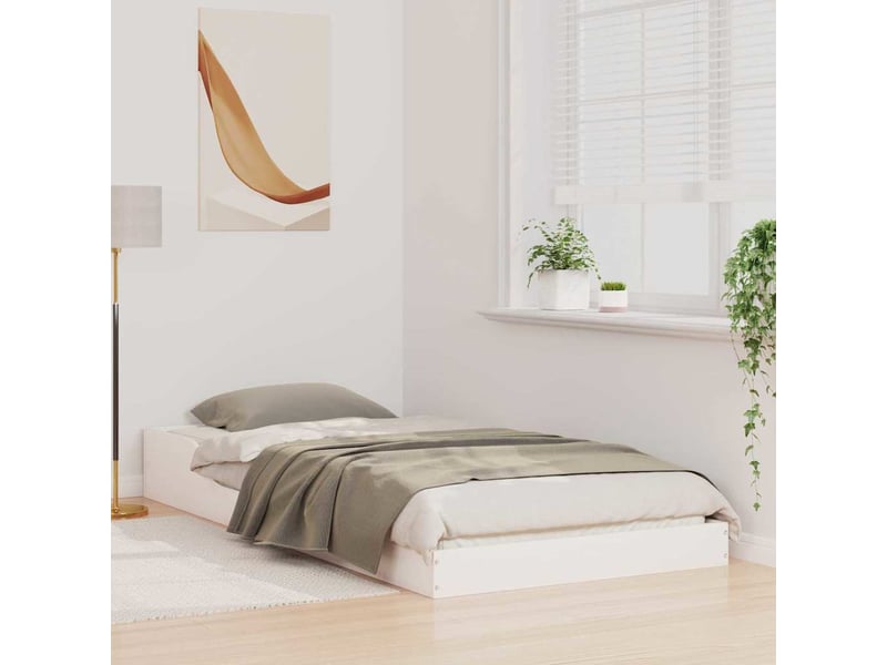  Lit simple- lit adulte -  cadre de lit blanc 90 x 190 cm pin massif  - Conforama C