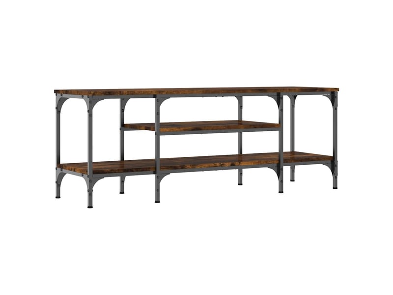  Meuble tv - banc tv - meuble de rangement chêne fumé 121x35x45 cm bois d'ingénierie et fer  - Conforama A