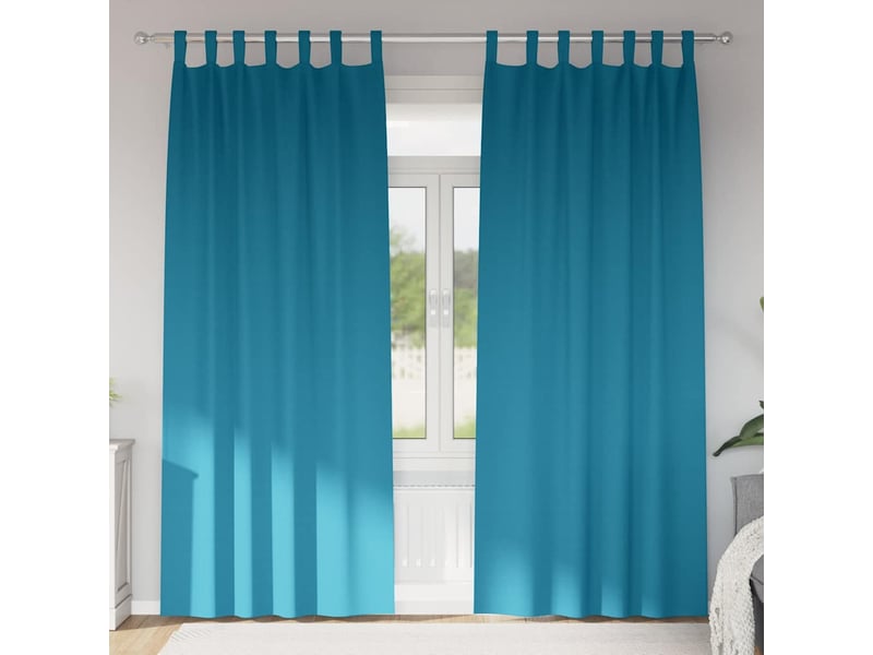 Lot de 2 rideaux occultants, rideaux black-out avec anneaux turquoise 260 x 140 cm cf44806 - Conforama B