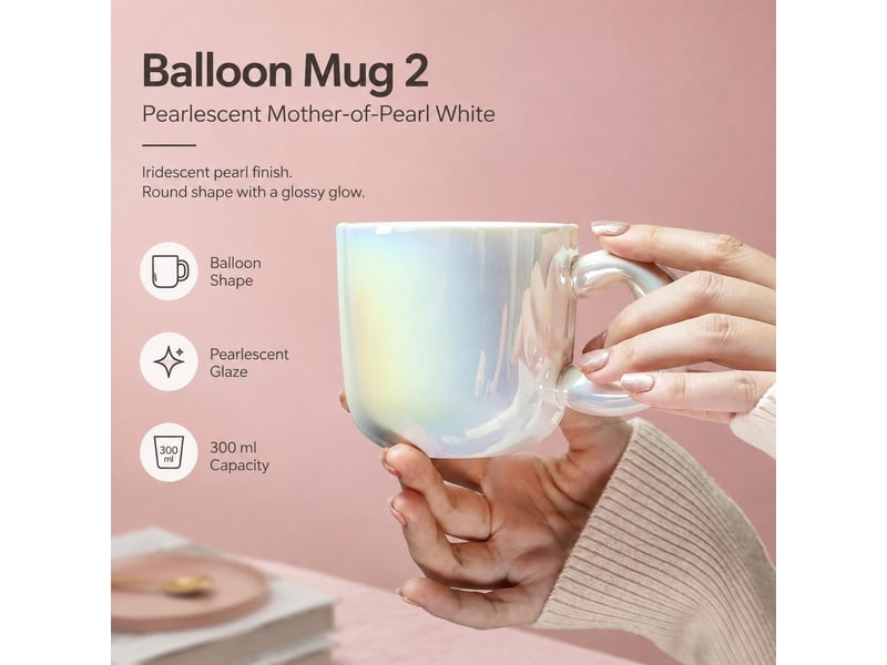  Mug en céramique à forme ballon, argenté, 500 ml  - Conforama C