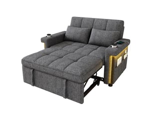 Canapé droit convertible <strong></strong> <strong>Radiant Stride</strong> 2 places Tissu gris avec coffre de rangement