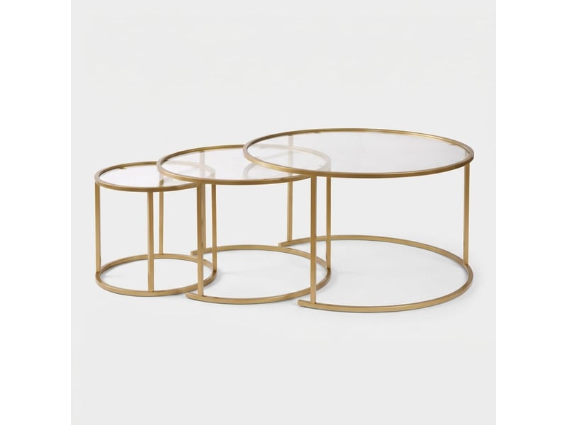 Ensemble de tables basses en verre trempé aurum tris - or  - Conforama A