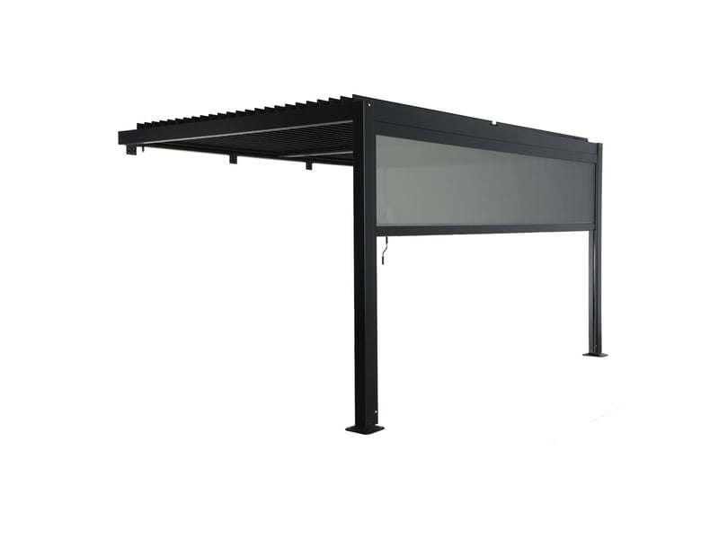  Pergola bioclimatique aluminium adossée 4x3m noir + 1 store 4m palace  - Conforama C