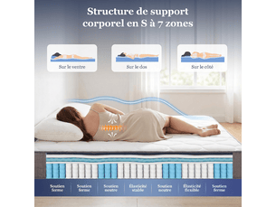 Matelas 160x200 cm KORFEE   Mousse soutien Medium épaisseur 25 cm