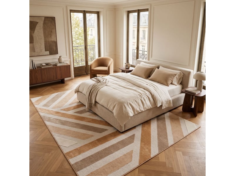  Tapis doux à relief graphique moderne orange 160x230  - Conforama E